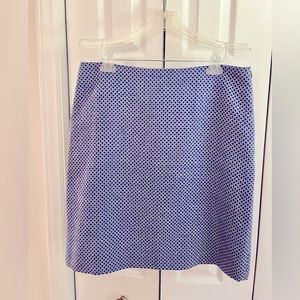 Blue and white patterned Boden skirt.